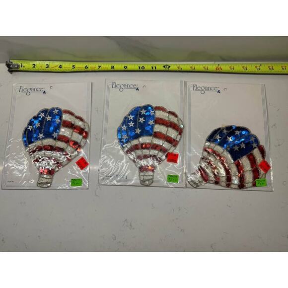 Elegance Other - Elegance Vtg New Hot Air Balloon American Flag Sequin Appliqué patches  lot of 3